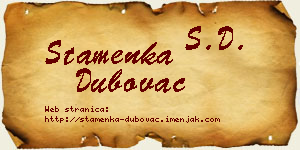 Stamenka Dubovac vizit kartica